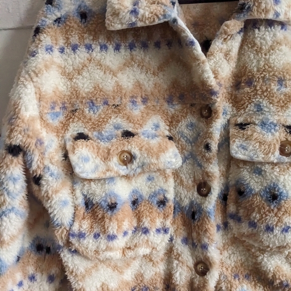 Cozy Aztec Fleece Trucker Jacket Barn Coat - Picture 3 of 8